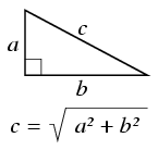 square root of the sum of the squares of the two lengths